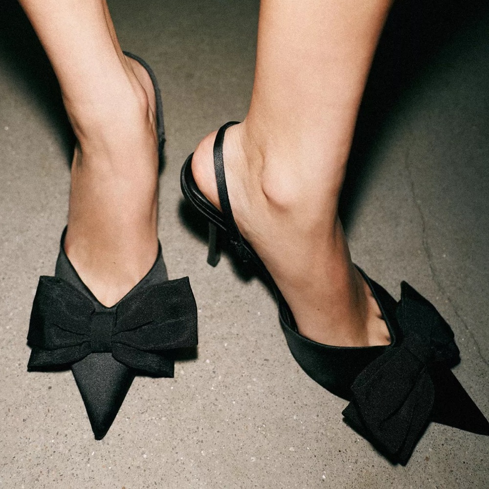 Zara bow heeled shoes size 8